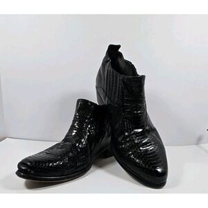 Stacy Adams Mens Size 9.5M Black Genuine Snake Skin Leather Slip On Shoes Boots